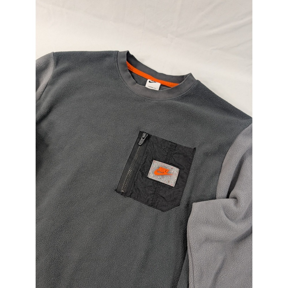 Nike Therma-FIT Sweatshirt Mens Medium Double Gray‎ Fleece Pullover Athletic